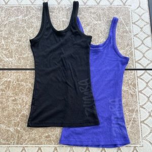 ⭐️ 3/$30 VINTAGE/RARE Lot of 2 Zumba Ribbed Tank Black Purple Size XL